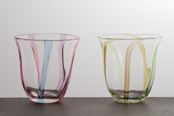 エズラグラススタジオ｢ストライプグラス（2色セット）｣１つ１つ手作りのこだわりグラス